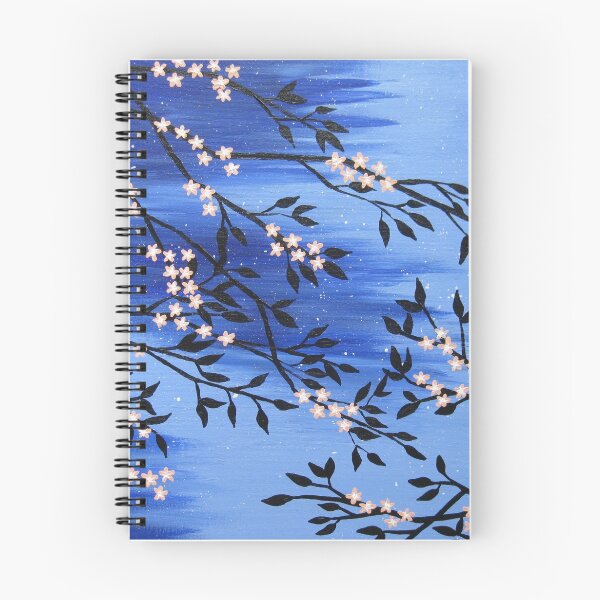 Item preview, Cherry blossom peach / apricot and blue with snow flakes designed and sold by cathyjacobs.