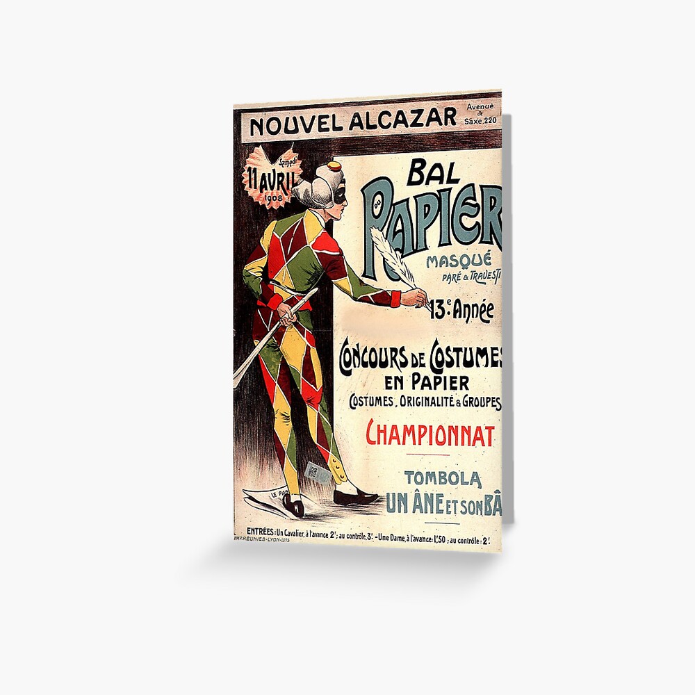 "nouvel alcazar 1908 clown joker vintage french