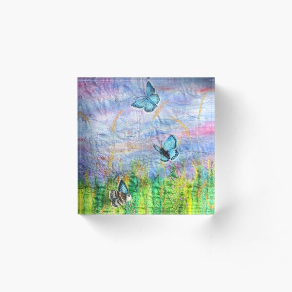 Butterfly and wildflowers Acrylic Block