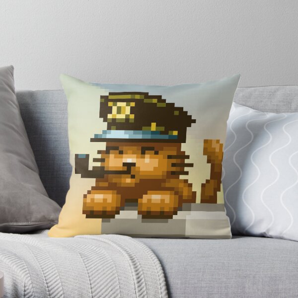 AQUA KITTY - Captain cat Throw Pillow