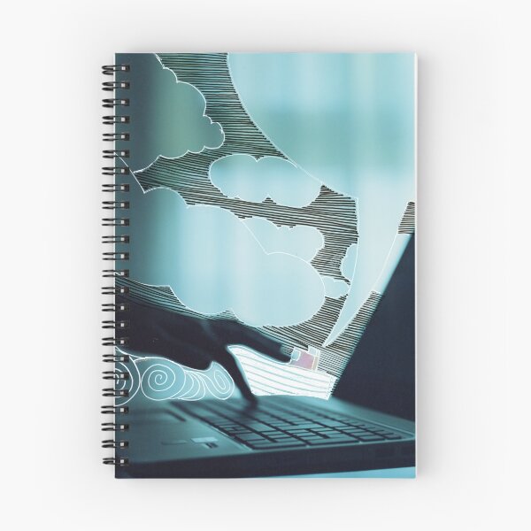 Item preview, Computer keyboard laptop clouds sea boat mixed media art photo drawing painting designed and sold by edwardolive.
