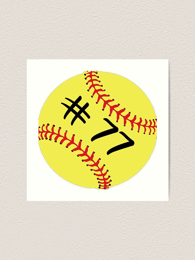 Softball Player Jersey No 77 Back Number 77 Ball Sport Sticker Gift Art Print By Theshirtinator Redbubble