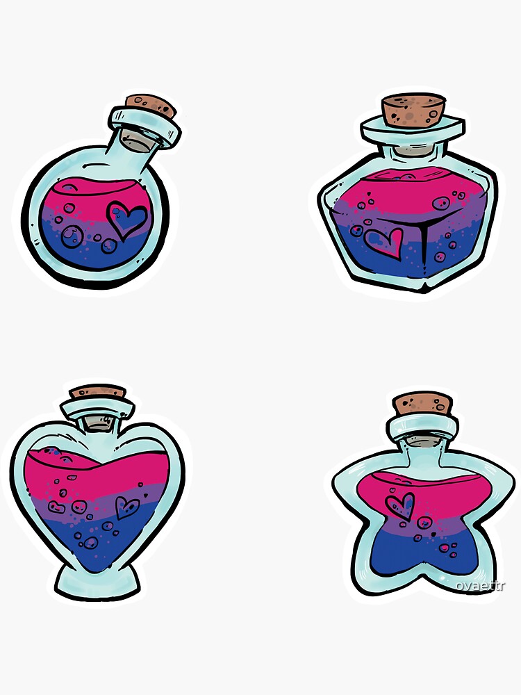 Aperçu 3 sur 3. Sticker avec l'œuvre Potions de fierté | Bi créée et vendue par ovaettr.