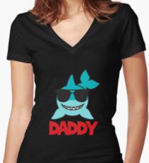 Daddy Shark Doo Doo Doo Shirt mit V-Ausschnitt