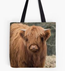 Young Scottish Highland cow Tote Bag