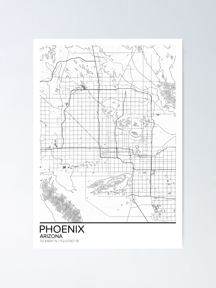 Phoenix Map Phoenix Decor City Wall Art Arizona Map Arizona Decor Phoenix Poster Phoenix Wall Art Phoenix Print Map Of Phoenix