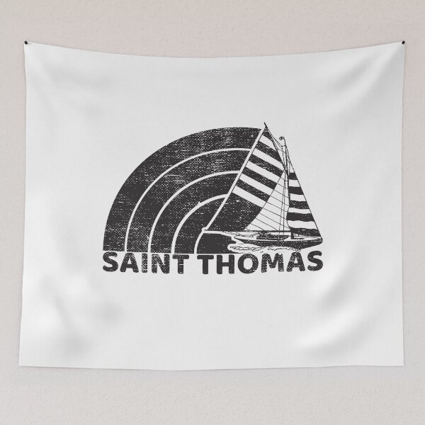 Aperçu de l'œuvre Saint Thomas Black Retro Conception de vacances de voile créée et vendue par dk80.