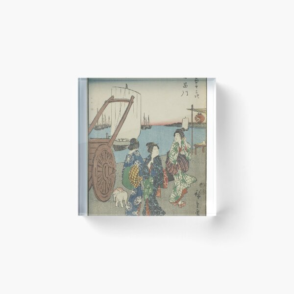 Item preview, Shinagawa, from the series "Fifty-three Stations [of the Tokaido] (Gojusan tsugi)," also known as the Figure Tokaido (Jinbutsu Tokaido) designed and sold by woodblockmuseum.