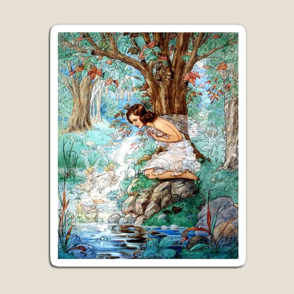 Item preview, Fairies at a Woodland Stream - Harold Gaze designed and sold by forgottenbeauty.