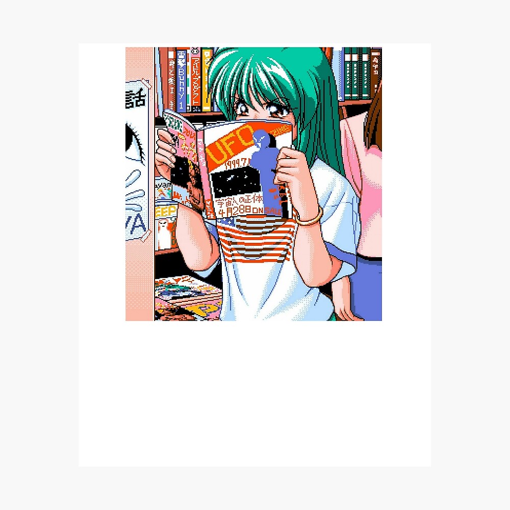 Pixel 8Bit Anime Girl - Metal Poster – Glasik