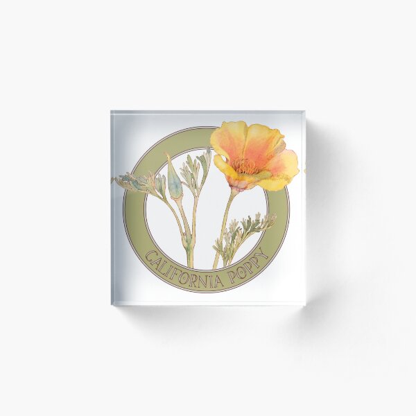 California Poppy Acrylic Block
