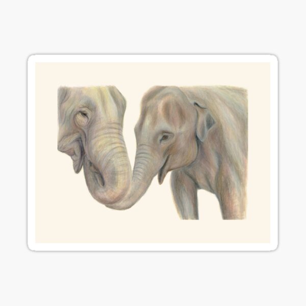 Item preview, Elephant love, two lovely elephants holding trunks designed and sold by RachaelCurryArt.