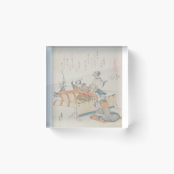 Item preview, Making Bamboo Blinds, illustration for The Bamboo-Blind Shell (Sudare-gai), from the series "A Matching Game with Genroku-period Poem Shells (Genroku kasen kai awase)" designed and sold by woodblockmuseum.