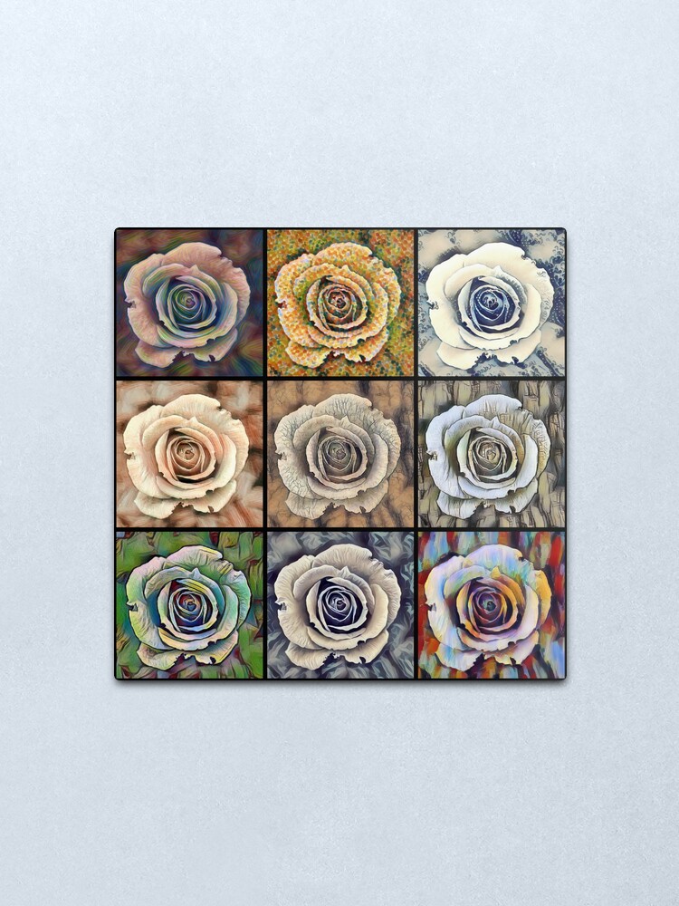 Alternate view of Rose Floral Pop Art Metal Print