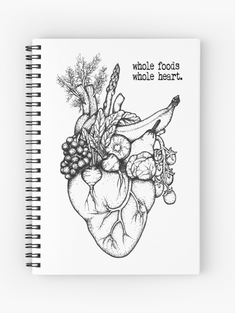 Cuaderno de espiral « Corazón entero Centrándose en la alimentación limpia  y el bienestar, esta obra de arte promueve un estilo de vida saludable y  los beneficios que las frutas y verduras