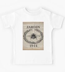 Zeitung drucken Französisch Land Paris Vintage Biene Kinder T-Shirt