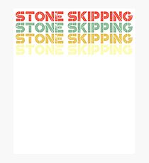 vintage stone skipping - retro stone skipping Photographic Print