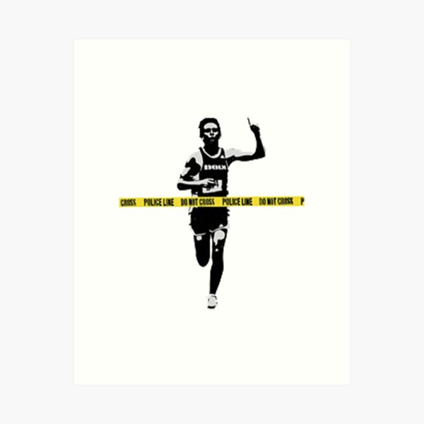 Banksy Marathon Runner Police Line Art Print