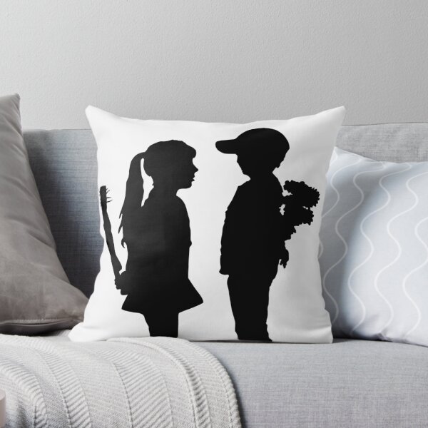 Banksy Boy Meets Girl Throw Pillow