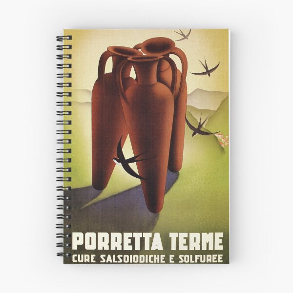 Item preview, Vintage Porretta Terme Italian travel, Roman vases designed and sold by aapshop.