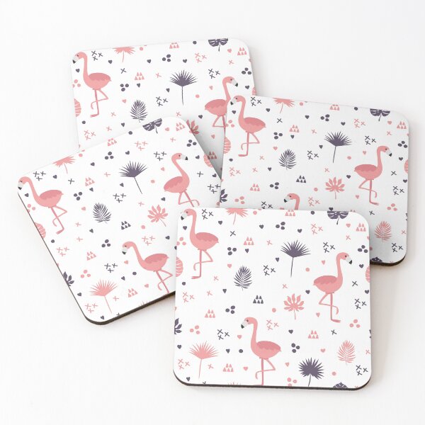 Item preview, Scandanavian Print Flamingos with Tropical Leaves designed and sold by Pink Pineapple Works.