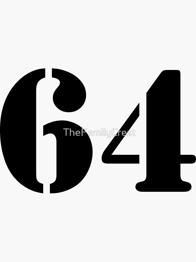 number-64-simple-text-sticker-by-thefamilycrest-redbubble