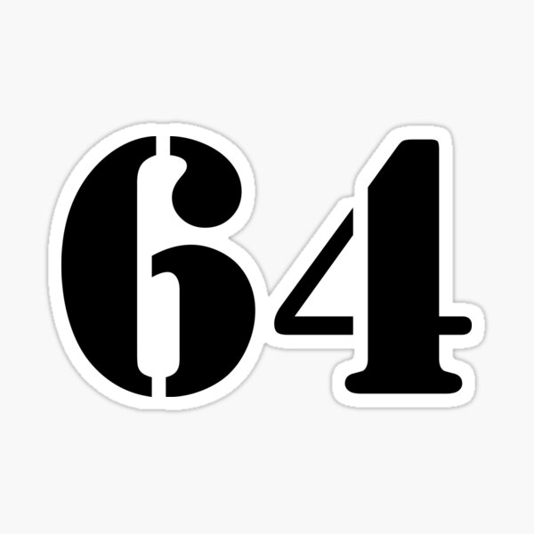 number-64-simple-text-sticker-by-thefamilycrest-redbubble