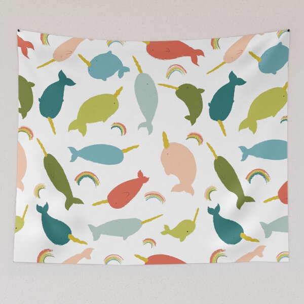 Item preview, Happy Rainbow Narwhals Pattern designed and sold by kjeppson.