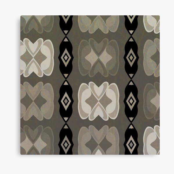 East African Neutral Hearts and Diamonds Pattern Canvas Print