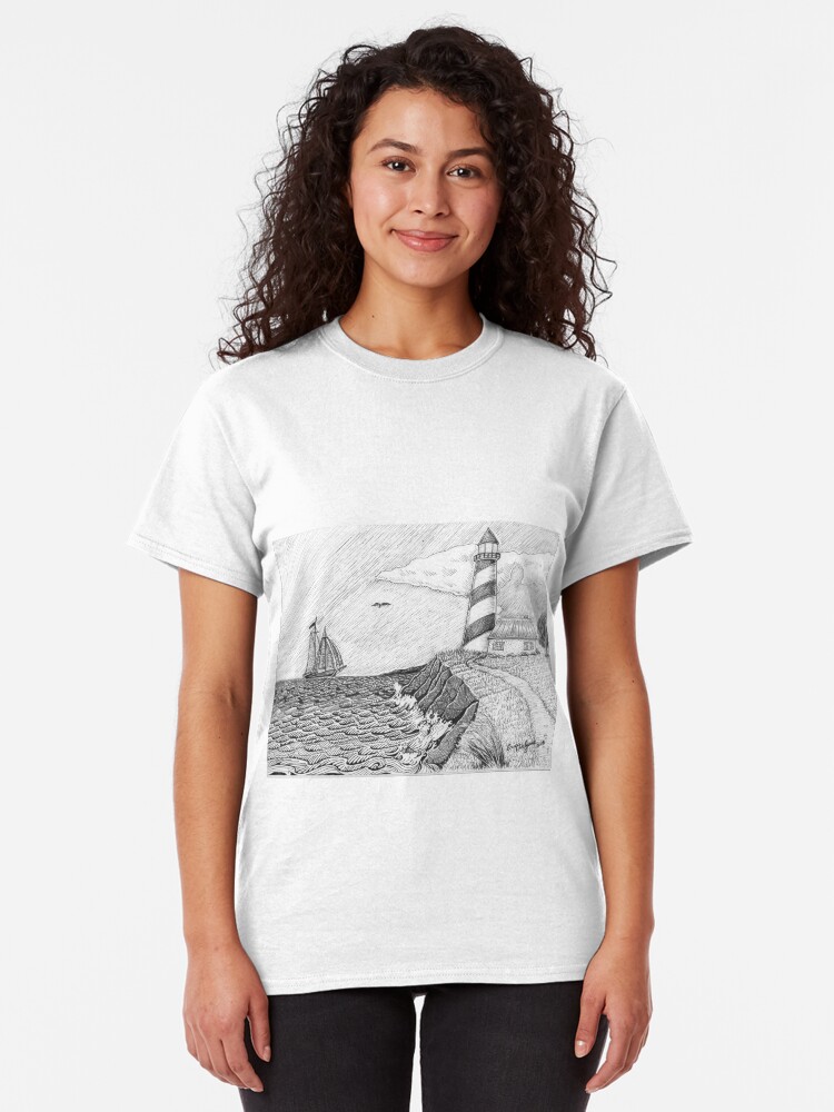 Alternate view of Lighthouse black and white Classic T-Shirt