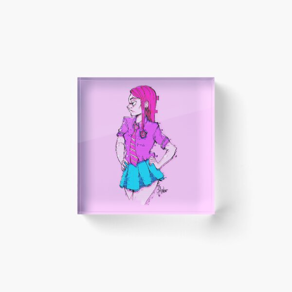Artikelvorschau, Teenager Neon Pink Blue Glitch Cartoon Anime Schulmädchen entworfen und verkauft von JessicaAmber.