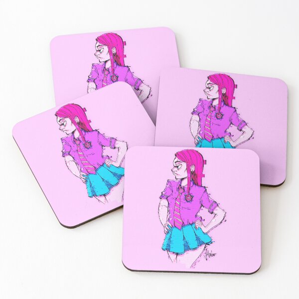 Item preview, Teenager Neon Pink Blue Glitch Cartoon Anime Schoolgirl designed and sold by JessicaAmber.
