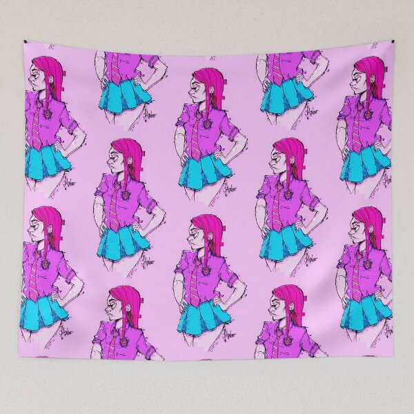 Item preview, Teenager Neon Pink Blue Glitch Cartoon Anime Schoolgirl designed and sold by JessicaAmber.