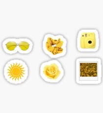 Yellow Sticker Pack- Scrunchie sticker, sun sticker, Polaroid sticker, rose sticker, sunflower sticker, sunglasses sticker, glasses sticker Sticker