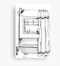 Claw Foot Bath Tub & Shower Ink Drawing Canvas Print