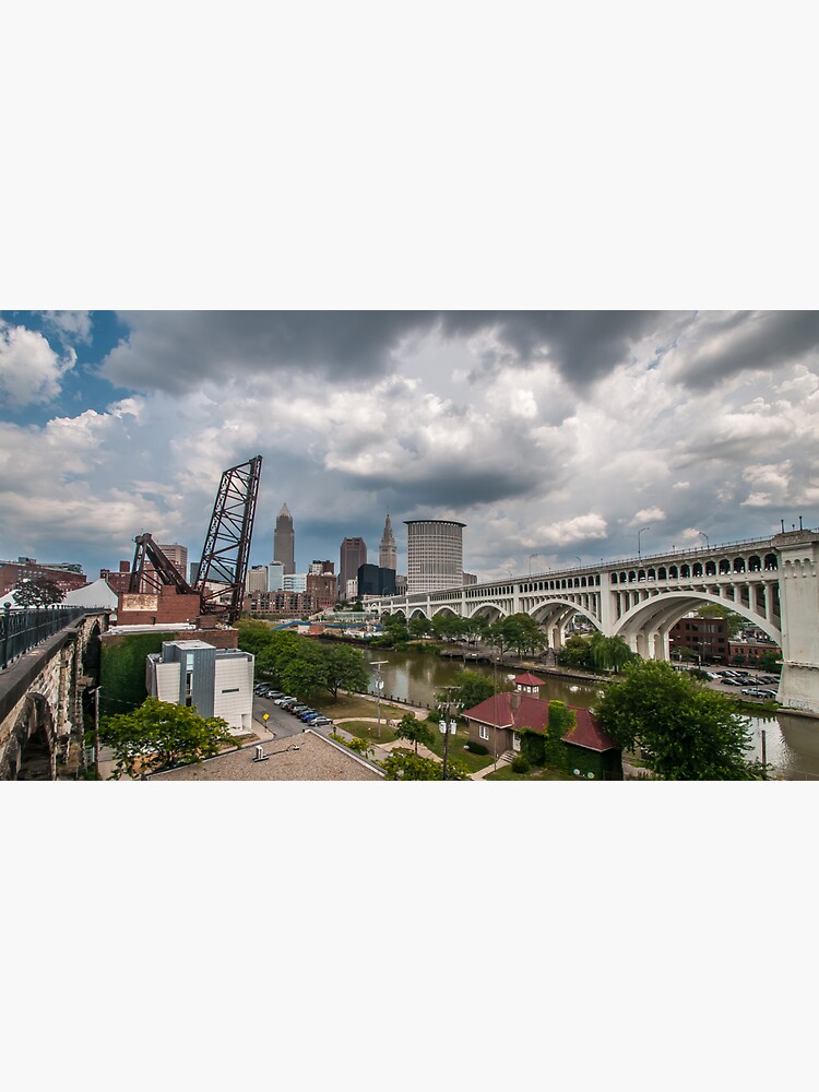 Thumbnail 3 of 3, Sticker, Cleveland under an ominous sky. designed and sold by Scooterbob.