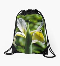 Yellow-White Iris Drawstring Bag