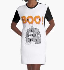 Boo! Haunted House Halloween Holiday T shirt Graphic T-Shirt Dress