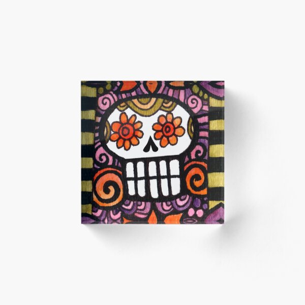 Day of the Dead Sugar Skull Acrylic Block