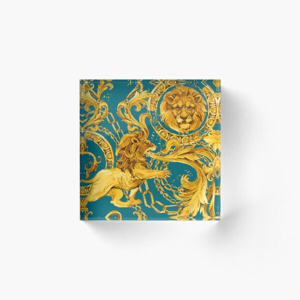 gold chains seamless pattern. luxury illustration. golden Byzantium design. luxury jewelry. riches seamless background. Acrylic Block