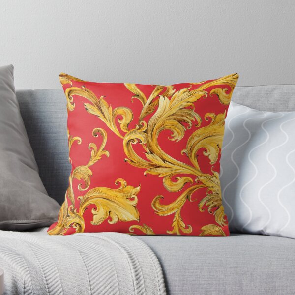 gold chains seamless pattern. luxury illustration. golden Byzantium design. luxury jewelry. riches seamless background. Throw Pillow
