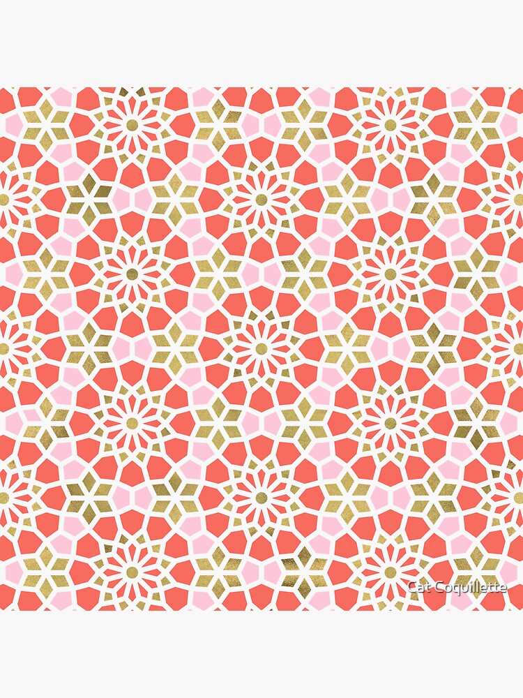 Persian Mosaic – Coral & Gold Palette by catcoq