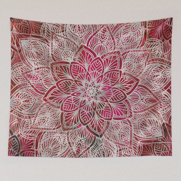 Item preview, Oriental Floral Mandala on Watercolor Rubby Red designed and sold by cadinera.
