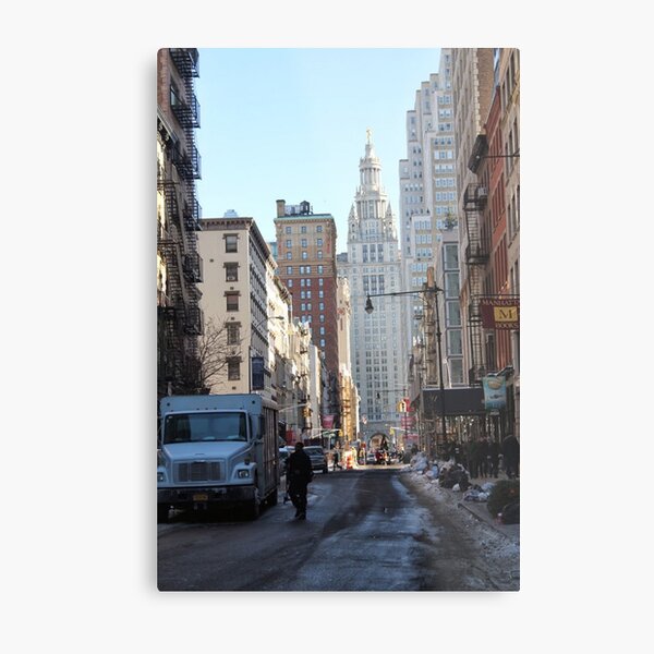 #skyscraper, #sky, #cityscape, #city, #street, #road, #architecture, #travel, #NewYorkCity, #Manhattan, #DownTown, #NYC Metal Print