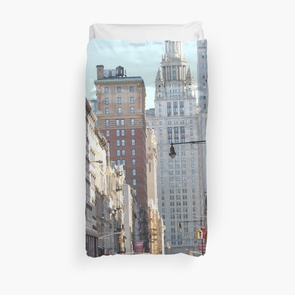 #skyscraper, #sky, #cityscape, #city, #street, #road, #architecture, #travel, #NewYorkCity, #Manhattan, #DownTown, #NYC Duvet Cover