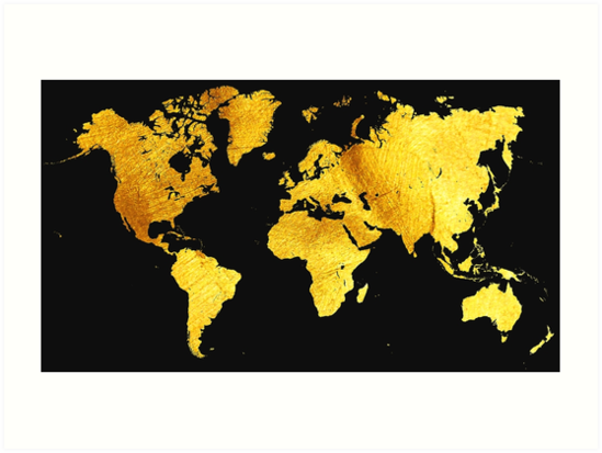 "Black And Gold Map Of The World World Map For Your