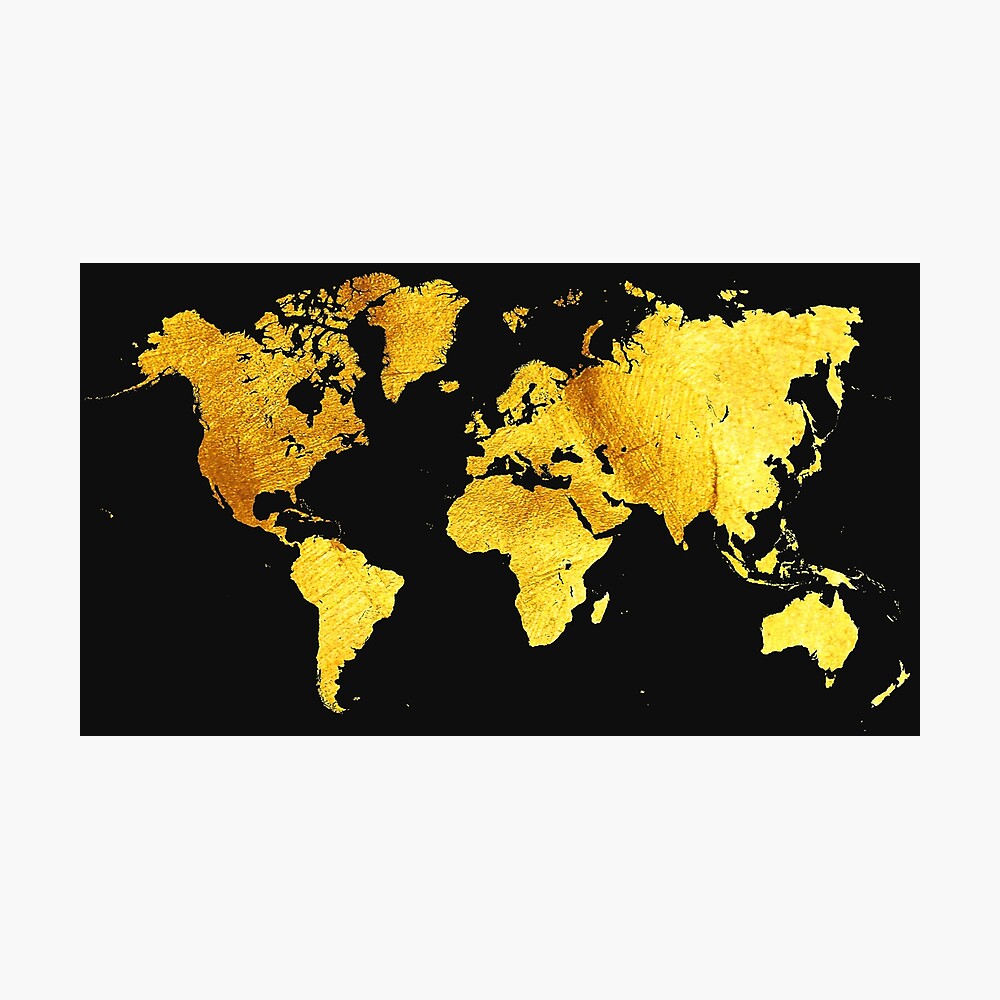 Wall Hangings Wall Décor golden glitter map print map027 C gold wall