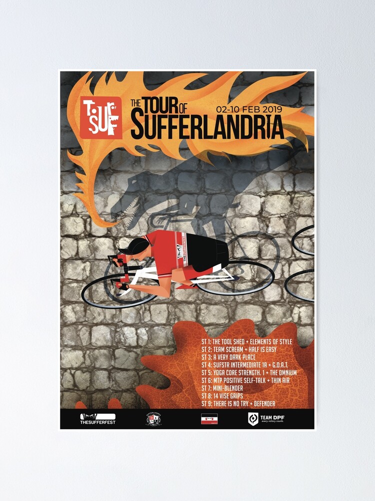 Alternate view of Tour of Sufferlandria 2019 Poster - Male Rider Poster