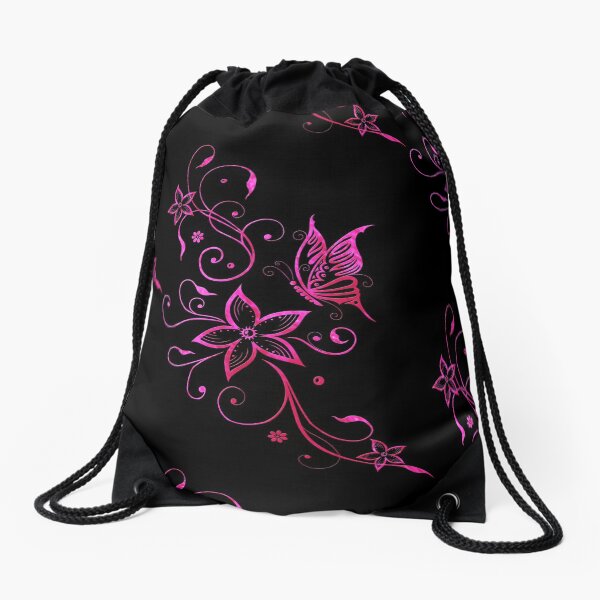 Aperçu de l'œuvre Fleurs Été Vrille Papillon Rose Aquarelle créée et vendue par Christine Krahl.