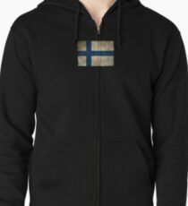 Old and Worn Distressed Vintage Flag of Finland Zipped Hoodie